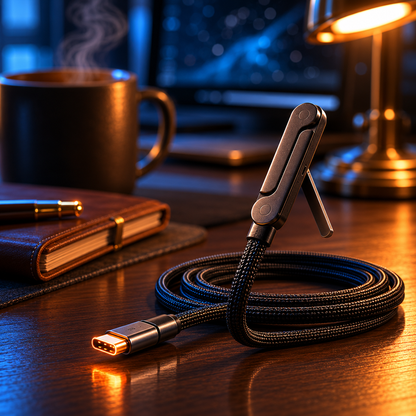 Lyres FlexCable — 240W USB-C Cable with Built-in Phone Stand