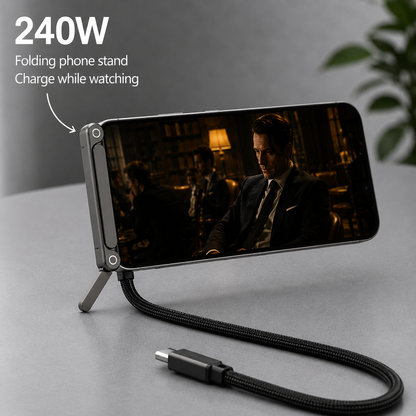 Lyres FlexCable — 240W USB-C Cable with Built-in Phone Stand