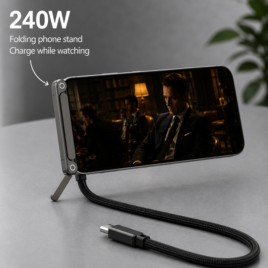 Lyres FlexCable — 240W USB-C Cable with Built-in Phone Stand