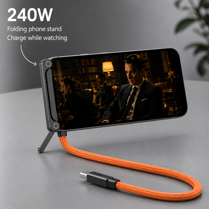 Lyres FlexCable — 240W USB-C Cable with Built-in Phone Stand